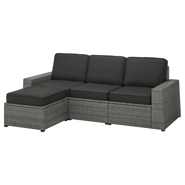 solleron canape 3pl modulable exterieur avec repose pied gris fonce jarpon duvholmen anthracite ikea