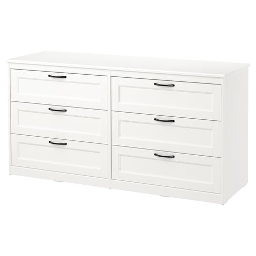 Songesand Commode 6 Tiroirs Blanc 161x81 Cm Ikea