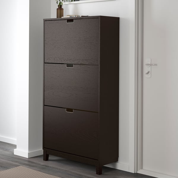 Stall Armoire A Chaussures 3 Casiers Brun Noir 79x148 Cm Ikea
