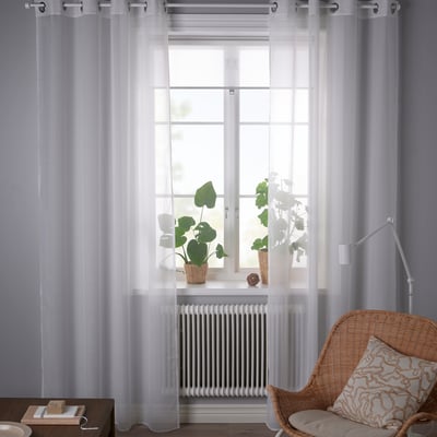 STENFRÖ Voilage, 2 pièces, blanc/avec oeillets, 145x250 cm