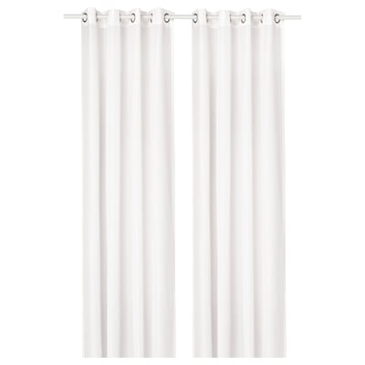 Rideaux transparents STENFRÖ blancs avec œillets argentés, doux et modernes, fabriqués à partir de polyester recyclé.