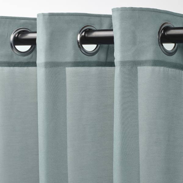 Rideaux transparents turquoise avec œillets pour une suspension facile, la création de plis ondulés et la diffusion de la lumière du jour.