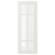 Une porte d’armoire STENSUND blanche avec un panneau de verre à motif quadrillé.