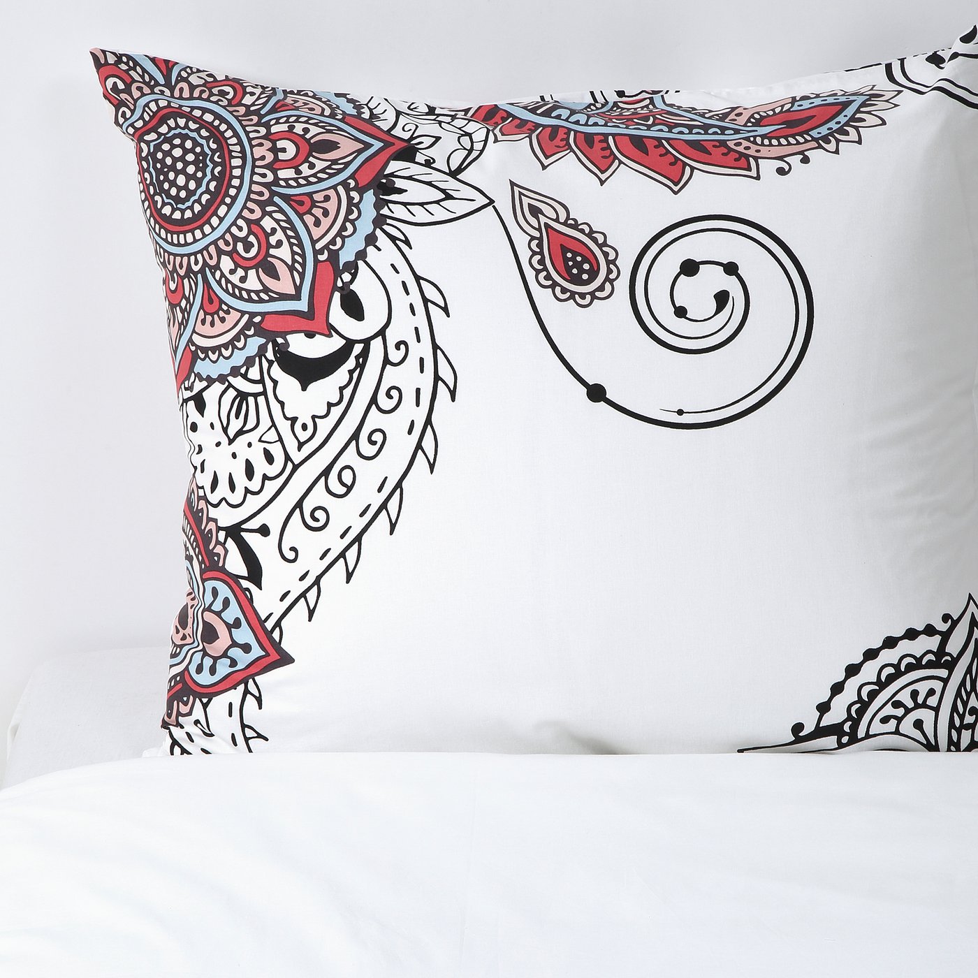 STICKBRÄCKA Housse de couette et 2 taies, blanc rouge ...