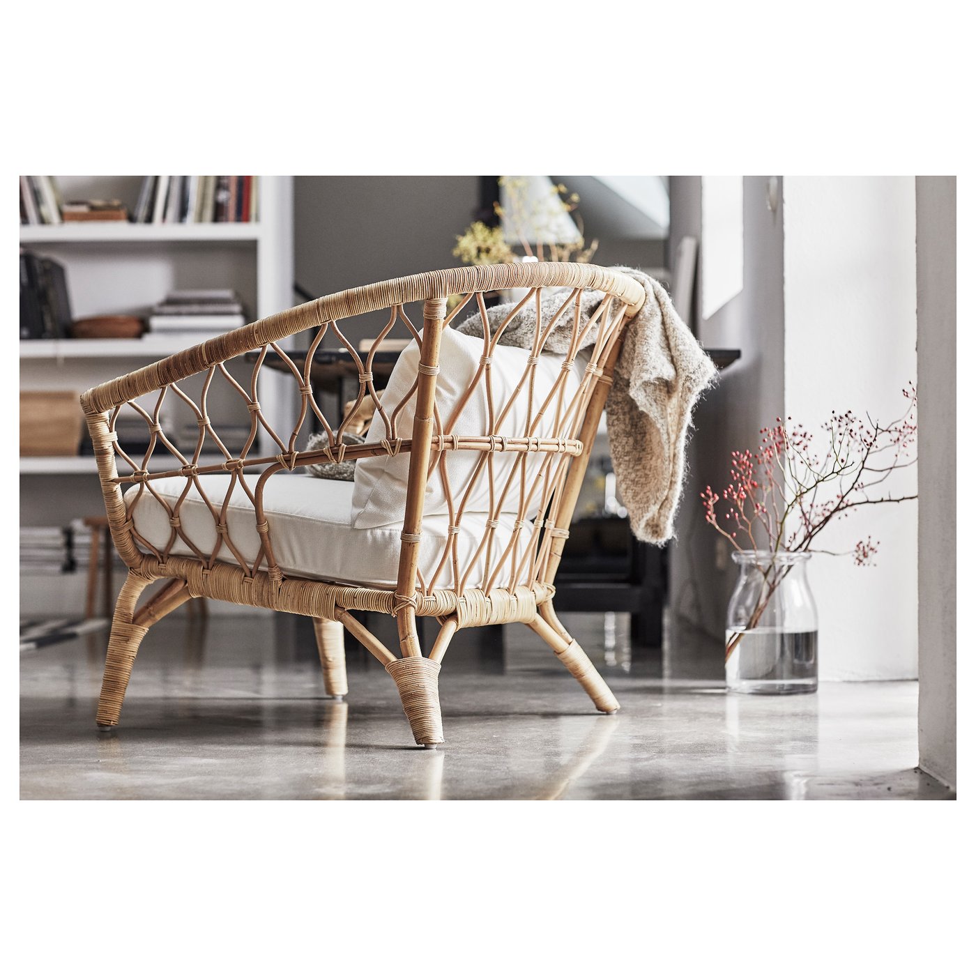 Stockholm 17 Fauteuil Avec Coussin Rotin Grasbo Blanc Ikea