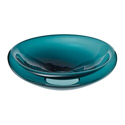 Bol en verre bleu-turquoise fabriqué à la main, de forme organique.