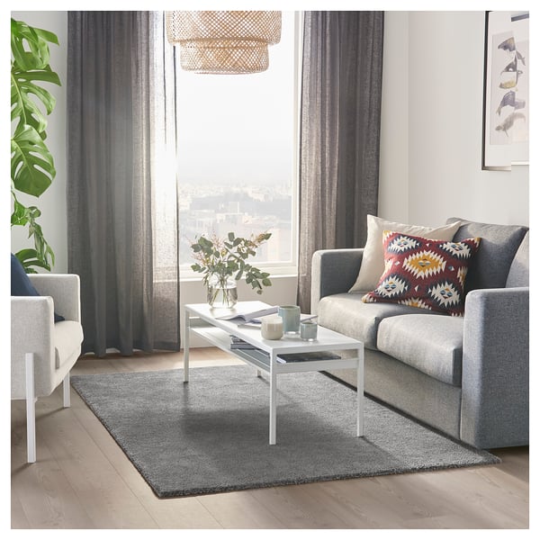 Stoense Tapis Poils Ras Gris Moyen 133x195 Cm Ikea