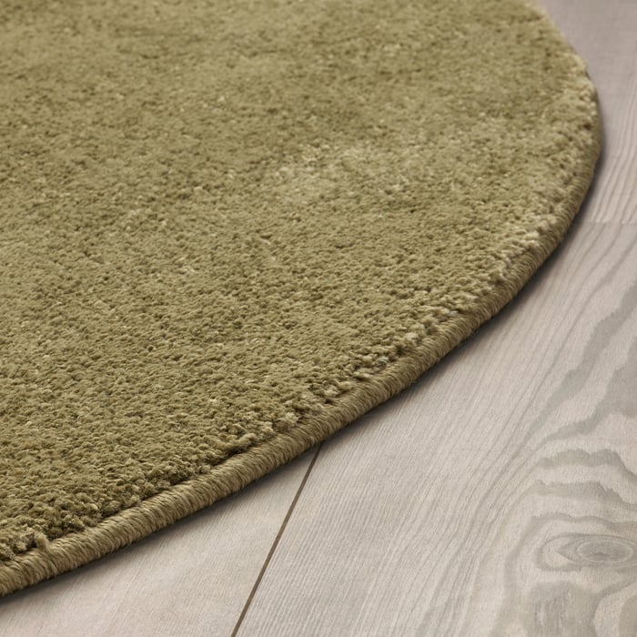 STOENSE Tapis, poils ras, vert olive clair, 130 cm IKEA