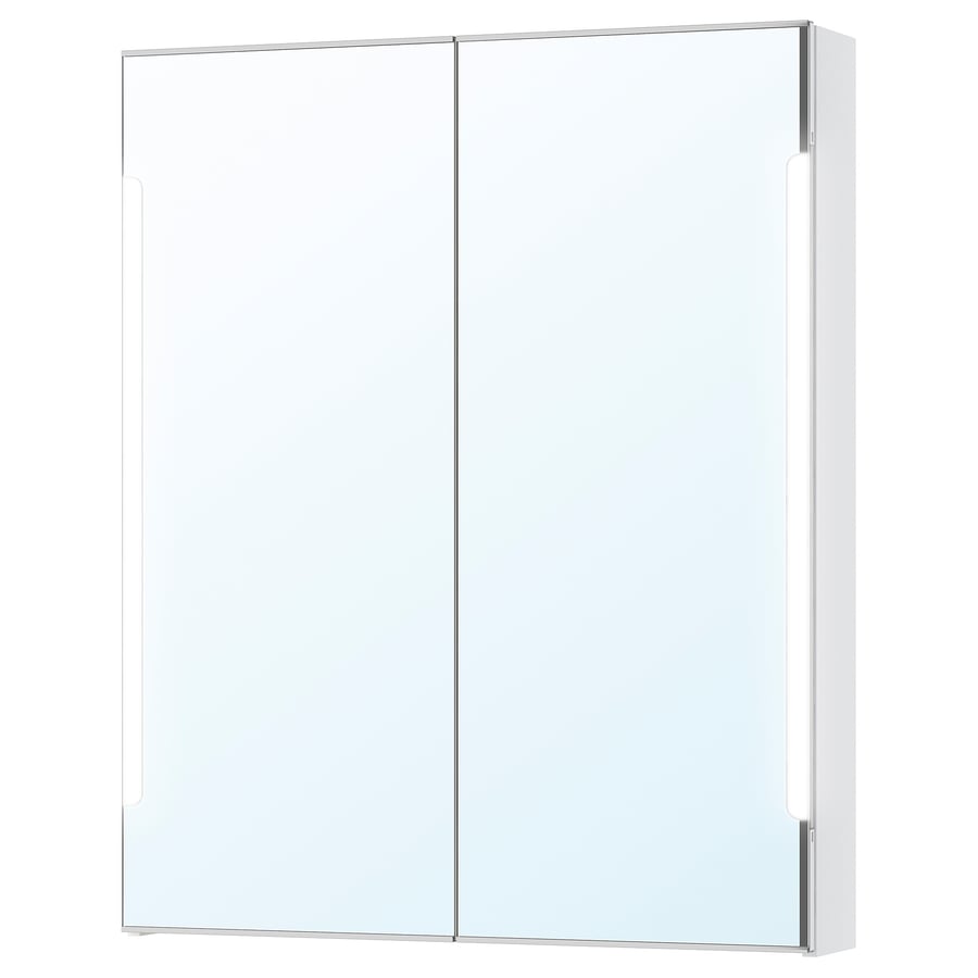 STORJORM Élément miroir 2 portes & éclairage, blanc, 80x14x96 cm IKEA