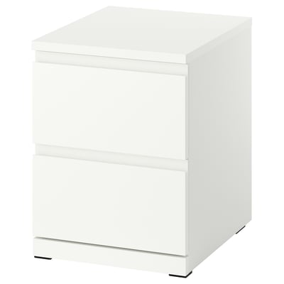 STORKLINTA Commode 2 tiroirs, blanc/avec 2 tiroirs, 40x50x53 cm