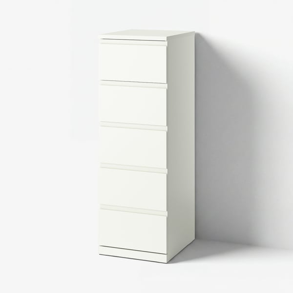 STORKLINTA Commode 5 tiroirs, blanc, 40x50x120 cm