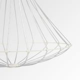 Lampe filaire blanche complexe, assemblée et prête à l’emploi, projetant une lumière décorative douce.