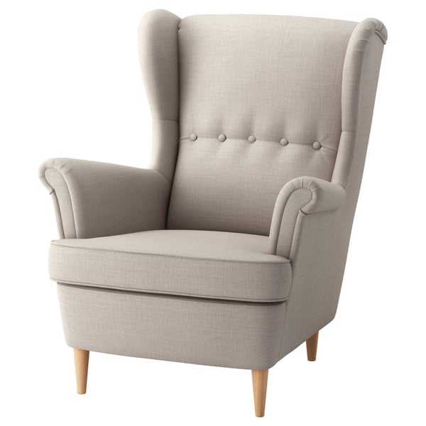 Strandmon Fauteuil A Oreilles Skiftebo Beige Clair Ikea