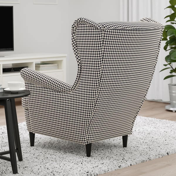 strandmon fauteuil a oreilles vibberbo noir beige ikea