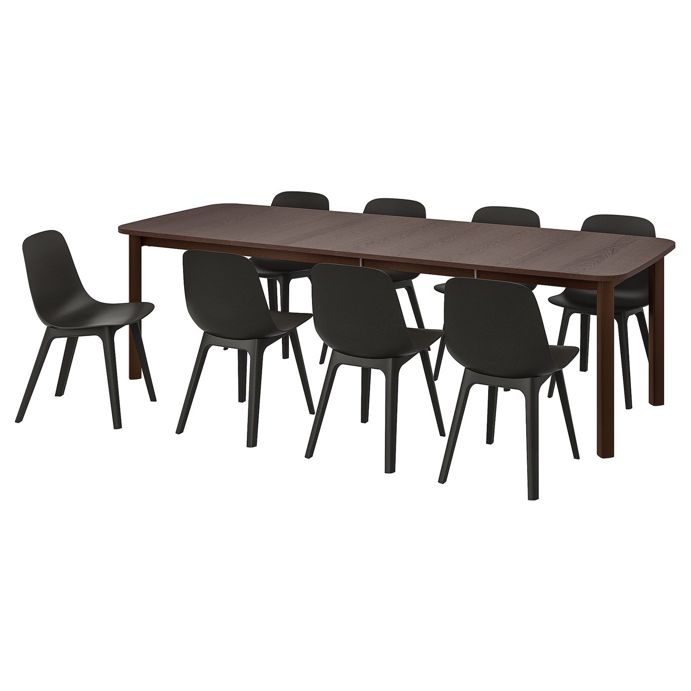 STRANDTORP / ODGER table et 8 chaises, brun/anthracite, 150/205/260 cm