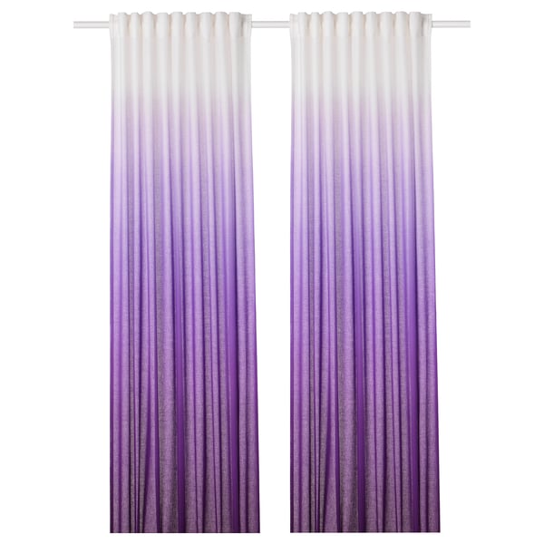 Strandtrift Rideaux 2 Pieces Mauve Blanc 145x300 Cm Ikea