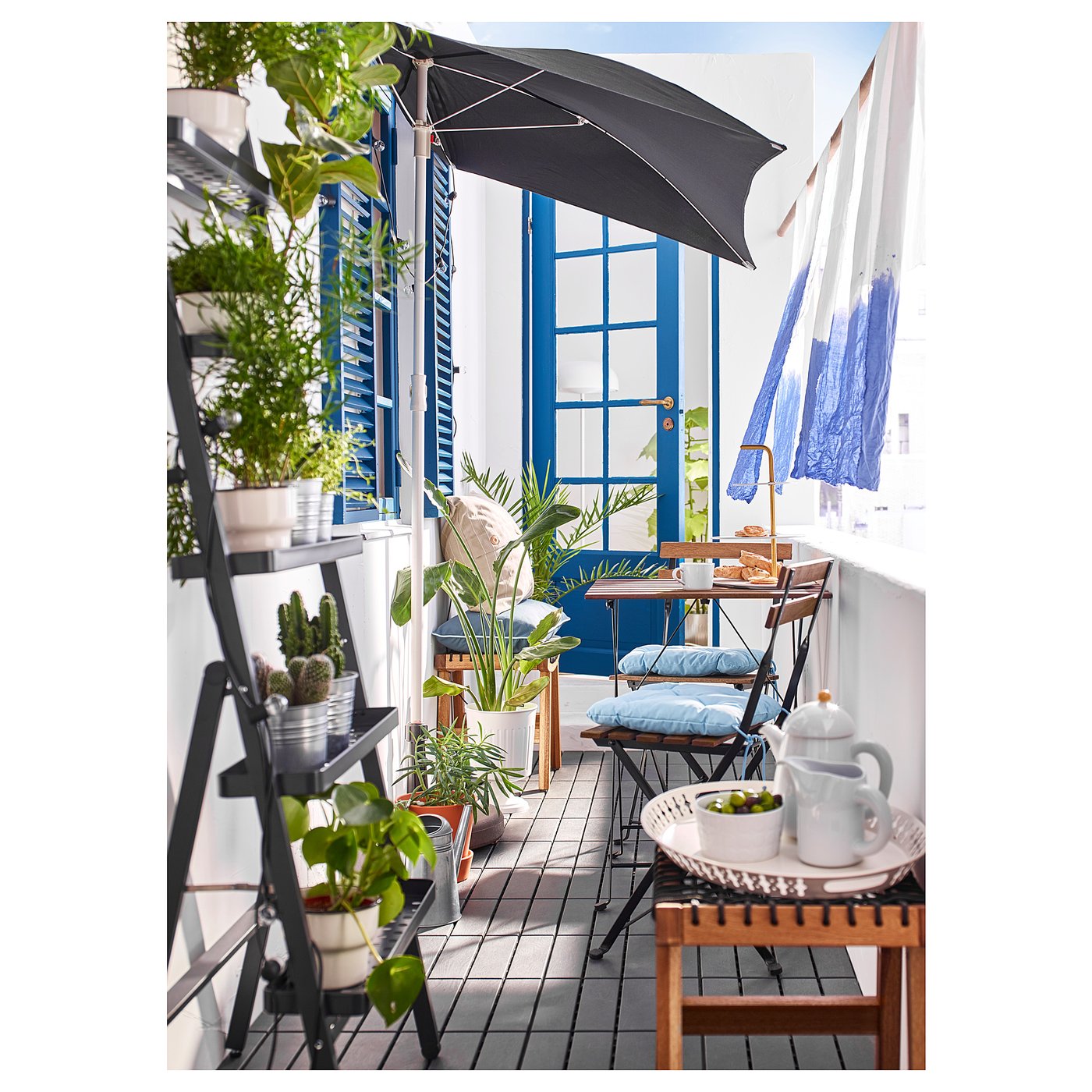 Tarno Table 2 Chaises Exterieur Noir Acacia Acier Teinte Gris Brun Teinte Brun Clair Ikea