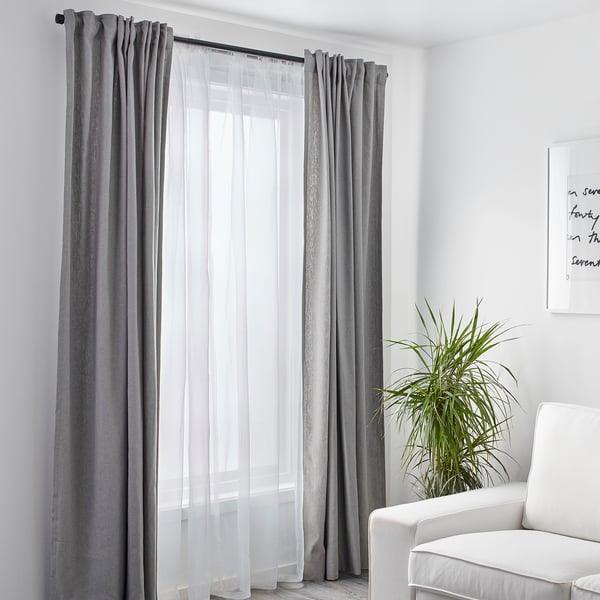 Rideau Occultant Et Voilage Sur Meme Tringle Teresia Voilage 2 Pieces Blanc 145x300 Cm Ikea