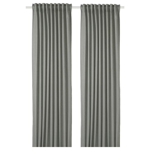 TIBAST Rideaux assombrissants, 2 pièces - vert foncé/ruflette 145x250 cm