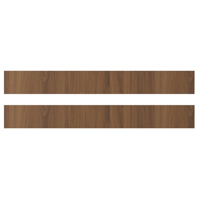 Deux panneaux horizontaux en bois brun, au design lisse et simple, avec un motif de grain subtil.