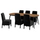 TJÄRKIL / BERGMUND Table et 6 chaises, noir plaqué noyer/Djuparp gris foncé noir, 180/235/290 cm