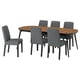 TJÄRKIL / BERGMUND Table et 6 chaises, noir plaqué noyer/Gunnared gris foncé noir, 180/235/290 cm