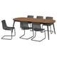 TJÄRKIL / TOBIAS Table et 6 chaises, noir plaqué noyer/gris noir, 180/235/290 cm