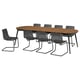 TJÄRKIL / TOBIAS Table et 8 chaises, noir plaqué noyer/gris noir, 180/235/290 cm