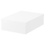 Boîte de rangement rectangulaire blanche TJENA en carton recyclé.