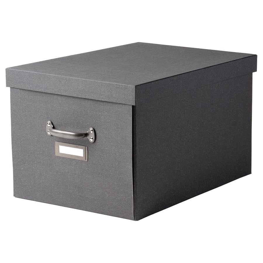 TJOG Boîte de rangement avec couvercle, gris foncé, 35x56x30 cm