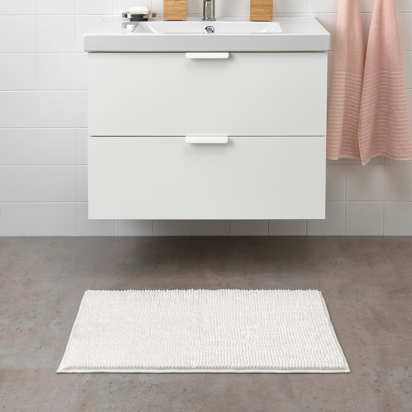 Toftbo Tapis De Bain Blanc Materiau Durable Ikea