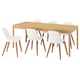 TONSTAD / GRÖNSTA Table et 6 chaises, plaqué chêne/blanc, 200x85 cm
