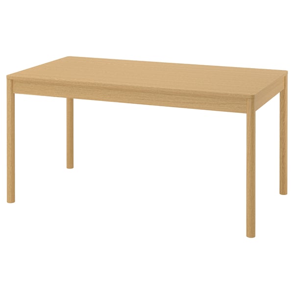 La table à manger TONSTAD en brun clair de forme rectangulaire, en placage de chêne.
