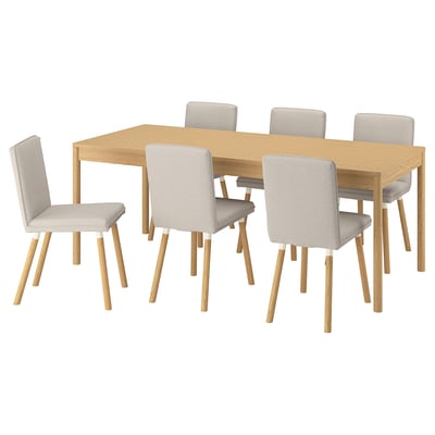 TONSTAD / TONSTAD Table et 6 chaises, plaqué chêne/Fridtuna beige clair motif chêne, 200x85 cm