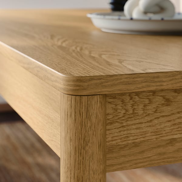 TONSTAD / TONSTAD Table et 6 chaises, plaqué chêne/motif chêne Fridtuna beige clair, 200x85 cm