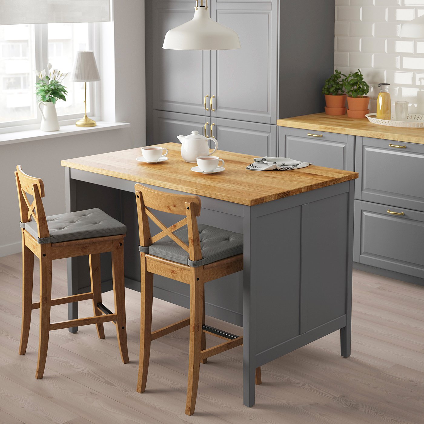 Tornviken Ilot Pour Cuisine Gris Chene 126x77 Cm Ikea