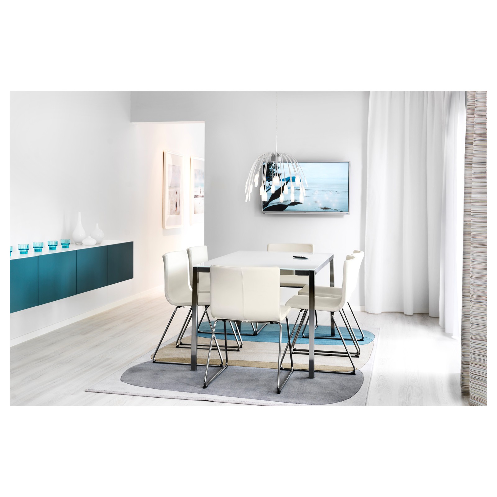 TORSBY Table, chromé, verre blanc, 135x85 cm IKEA