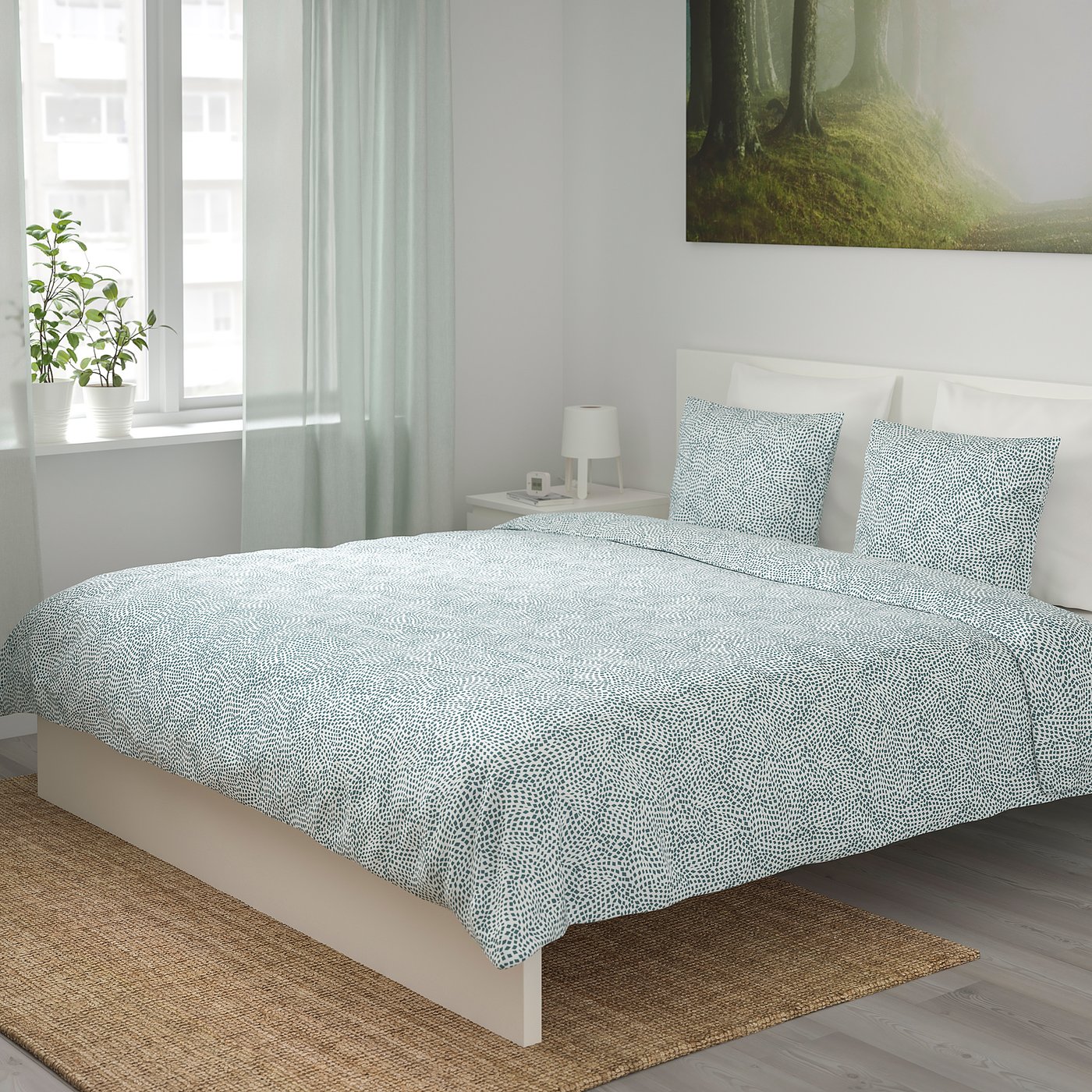 Tradkrassula Housse De Couette Et 2 Taies Blanc Bleu Ikea