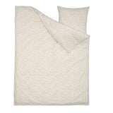 Ensemble couette et oreiller fleuri beige et blanc, coton/viscose, rectangulaire.