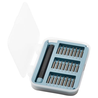 Jeu de tournevis TRIXIG, bleu, boîtier en plastique, magnétique, plusieurs embouts.