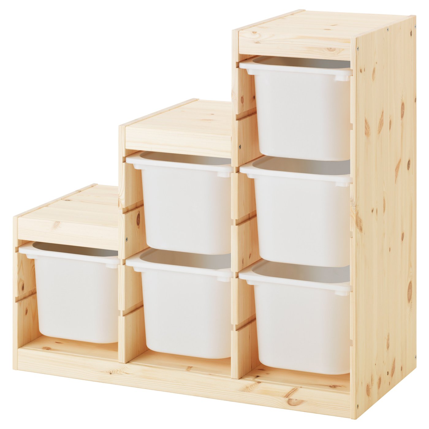 TROFAST Combinaison de rangement, pin teinté blanc clair/blanc, 94x44x91 cm - IKEA