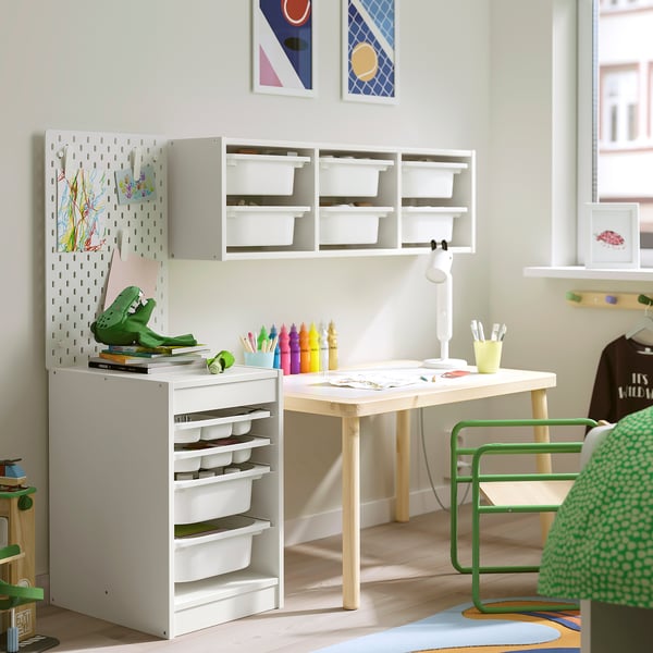 TROFAST Combinaison rangement bacs/plateaux, blanc/blanc, 34x44x56 cm