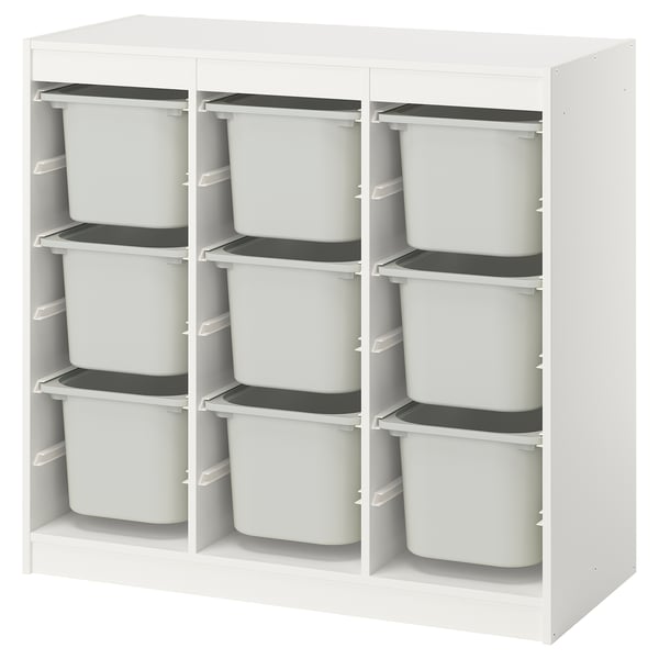 TROFAST Combinaison structure + bacs, séparateur de pièce/blanc gris, 99x44x94 cm