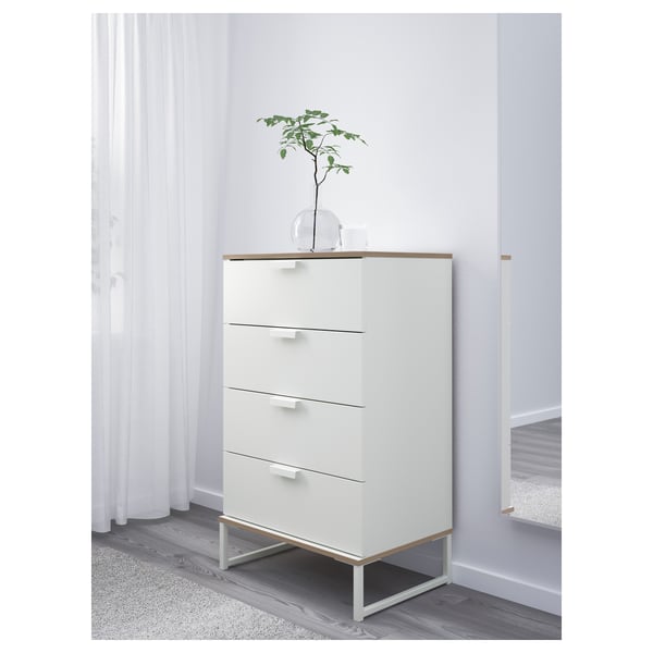 TRYSIL Commode 4 tiroirs - blanc, gris clair - IKEA