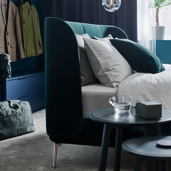 tufjord cadre de lit matelasse djuparp vert fonce 160x200 cm ikea