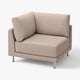 Un fauteuil IKEA UPPÅKRA en velours côtelé marron clair. Il a un design moelleux et confortable avec des pieds chromés.