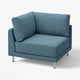 Un fauteuil UPPÅKRA bleu au design moderne, avec un siège douillet et des pieds métalliques.