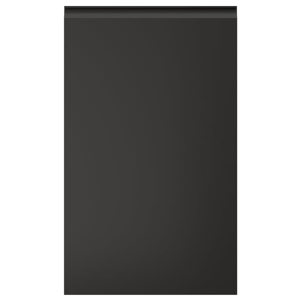 Armoire de cuisine noire UPPLÖV au design élégant et moderne et aux poignées intégrées.