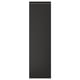 Une porte d’armoire de cuisine rectangulaire verticale noire avec un design élégant et moderne et des poignées intégrées.