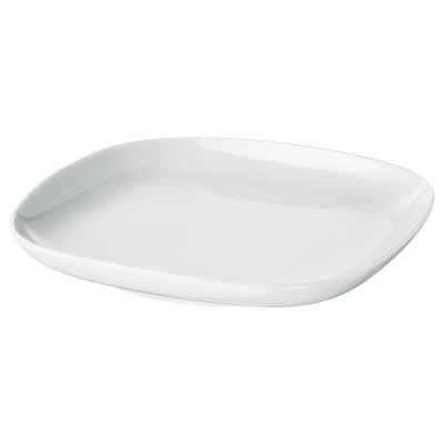 Vädera : assiette carrée en porcelaine feldspath blanc. Design à la fois classique et moderne. Durable pour un usage quotidien.